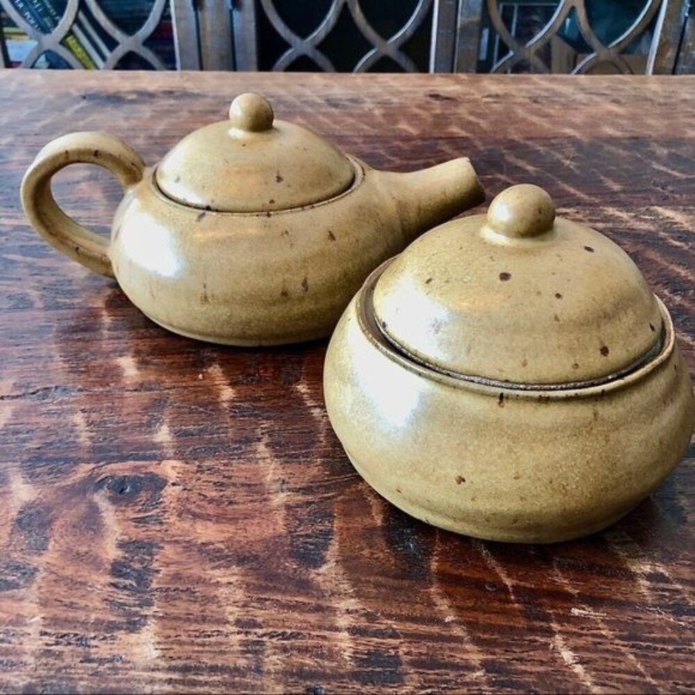 Vintage Handmade Studio Tea Pot and Sugar Bowl